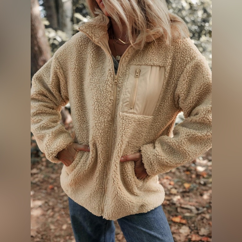 Dokotoo Trendy Full Zipper Fleece Relaxed Warm Teddy jackets with Pockets